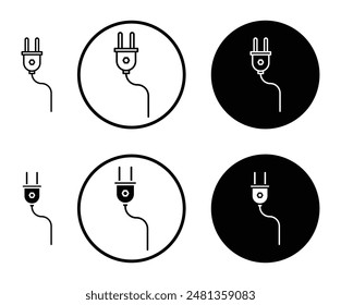 Plug thin line vector icon set.