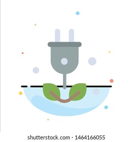 Plug, Tree, Green, Science Abstract Flat Color Icon Template. Vector Icon Template background