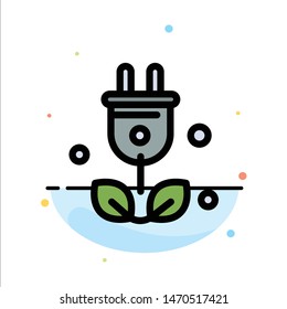 Plug, Tree, Green, Science Abstract Flat Color Icon Template. Vector Icon Template background
