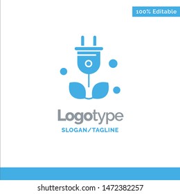 Plug, Tree, Green, Science Blue Solid Logo Template. Place for Tagline