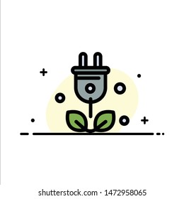 Plug, Tree, Green, Science  Business Flat Line Filled Icon Vector Banner Template