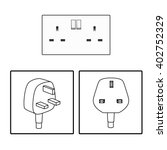 plug and UK socket. Three 3 pin plug icon set. British socket. Electric power. vector graphic illustrated. Three pin socket sheme isolated vector graphic illustration. simple electrical diagram 