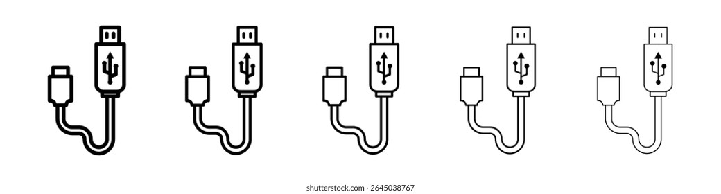 Plug USB cable icon filled flat sign concept for web design.