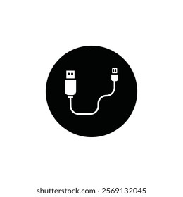 Plug USB cable icon Vector flat thin line illustration