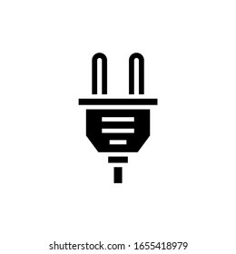 Plug vector icon in black solid flat design icon isolated on white background