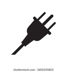 Plug vector icon in black solid flat design icon isolated on white background