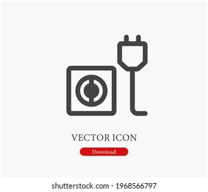 Plug vector icon.  Editable stroke. Symbol in Line Art Style for Design, Presentation, Website or Apps Elements. Pixel vector graphics - Vector