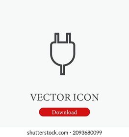 Plug vector icon. Editable stroke. Symbol in Line Art Style for Design, Presentation, Website or Apps Elements, Logo. Pixel vector graphics - Vector