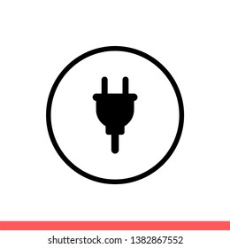 Plug vector icon, electric symbol. Simple, flat design for web or mobile app