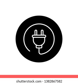 Plug vector icon, electric symbol. Simple, flat design for web or mobile app