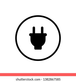 Plug vector icon, electric symbol. Simple, flat design for web or mobile app