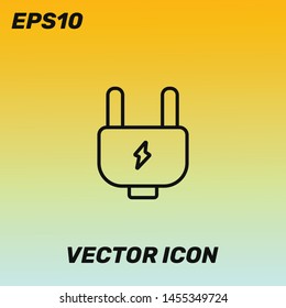 Plug vector icon illustration for web and mobile application isolated on golden gradient background.