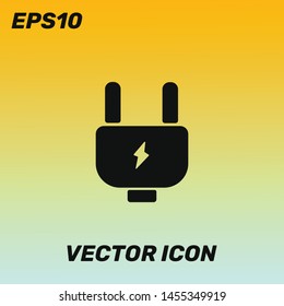 Plug vector icon illustration for web and mobile application isolated on golden gradient background.