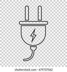 Plug vector icon in line style. Power wire cable flat illustration.