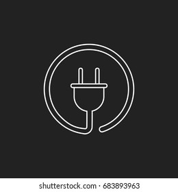 Plug vector icon in line style. Power wire cable flat illustration.