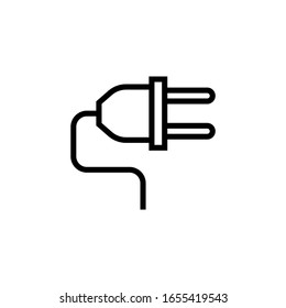 Plug vector icon in linear, outline icon isolated on white background