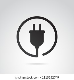 Plug in vector icon on white background.