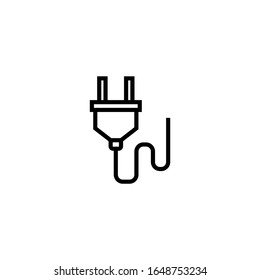 Plug vector icon in outline, linear style isolated on white background