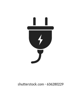 Plug vector icon. Power wire cable flat illustration.
