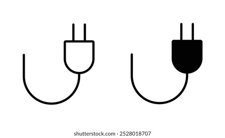 Plug vector icon set in black and white color.