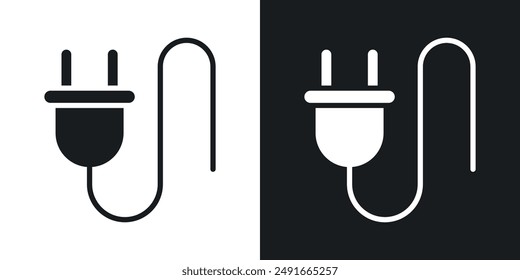 Plug vector icon set in solid style.