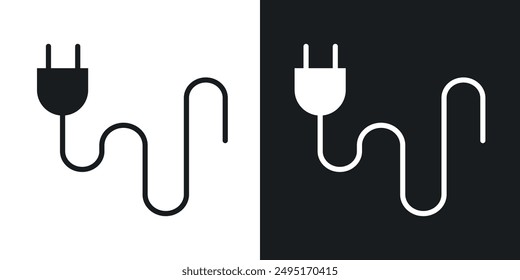 Plug vector icon set in solid style.