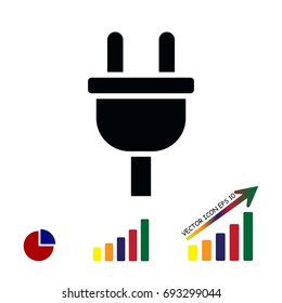 Plug vector icon stock vector illustration flat design