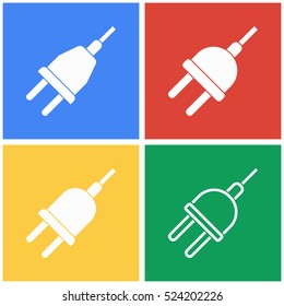 Plug vector icons set. White illustration isolated for graphic and web design.