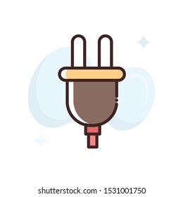 Plug vector illustration. Outline filled advertising and media icons.