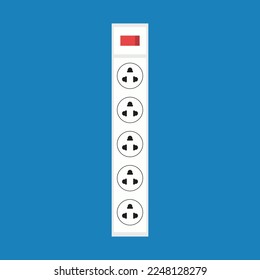 Plug vector. Outlet vector. Power strip safety, short circuit from full plug in 5-outlet power strip. Dangerous from short circuit peripheral.
