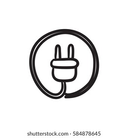 Icono de esbozo de vector de conector aislado en el fondo. Icono de Plug dibujado a mano. Icono de boceto para infografía, sitio web o aplicación.