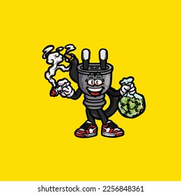 plug vector smoking joint hold nug weed cartoon