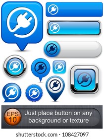 Plug web blue buttons for website or app. Vector eps10.