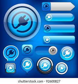 Plug web blue buttons for website or app. Vector eps10.