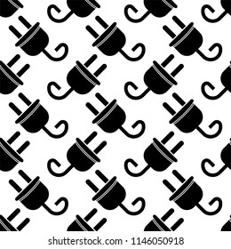 Plug Web Icon Design With Wire Seamless Pattern Vector Art Illustration