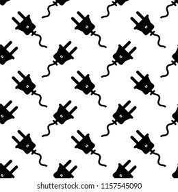 Plug Web Icon Design With Wire Seamless Pattern Vector Art Illustration