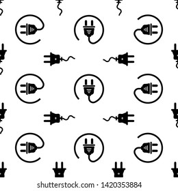Plug Web Icon Design With Wire Seamless Pattern Vector Art Illustration