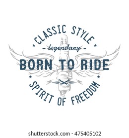 Plug and wings, the spirit of freedom. Emblem, t-shirt design.