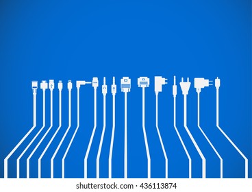 Plug Wire Cable Computer bluel vector illustration