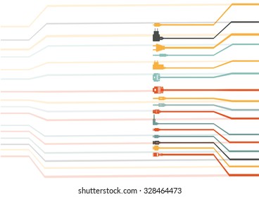 Plug Wire Cable Computer colorful vector illustration