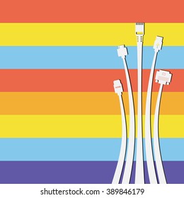 Plug Wire Cable Computer colorful background vector illustration