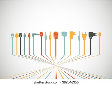 Plug Wire Cable Computer colorful abstract  wire vector illustration
