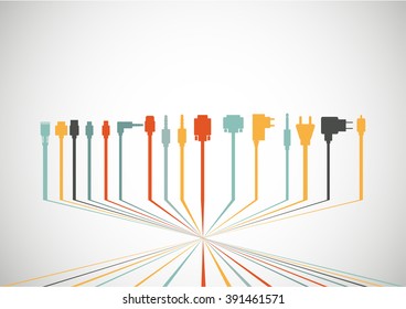 Plug Wire Cable Computer colorful abstract  wire vector illustration