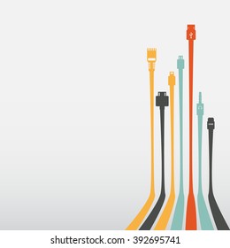 Plug Wire Cable Computer colorful abstract wire vector illustration