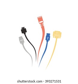 Plug Wire Cable Computer colorful abstract wire vector illustration