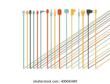 Plug Wire Cable Computer colorful vector illustration