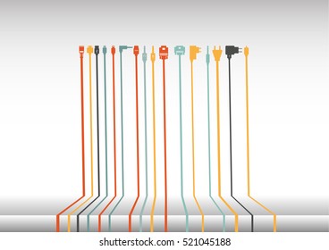 Plug Wire Cable Computer colorful vector illustration