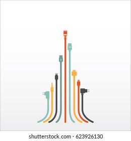 Plug Wire Cable Computer colorful abstract wire vector illustration