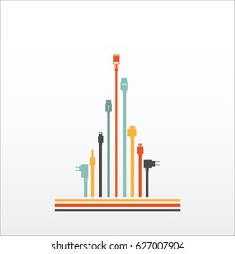 Plug Wire Cable Computer colorful abstract wire vector illustration