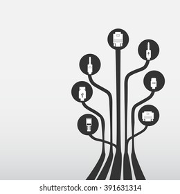 Plug Wire Cable Computer icons set , wire background 